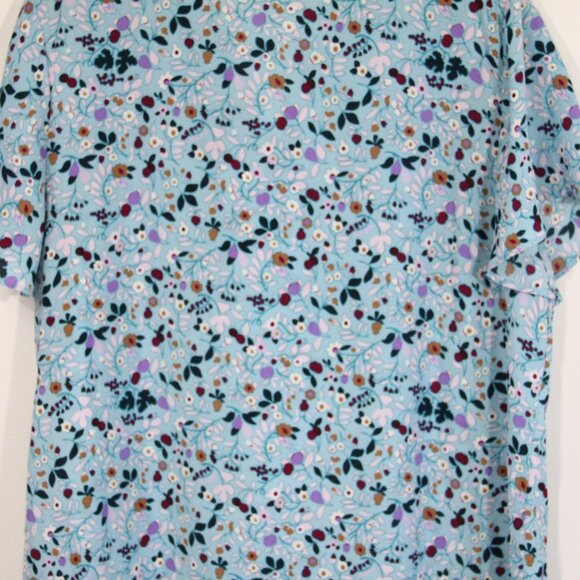 Talbots Floral Top New Women Short Sleeve Blouse V Neck Bow Shirt sz XL - Picture 5 of 11